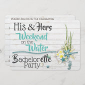 Sein & ihr Wochenende am Wasser Bachelorette Einladung (Vorne/Hinten)