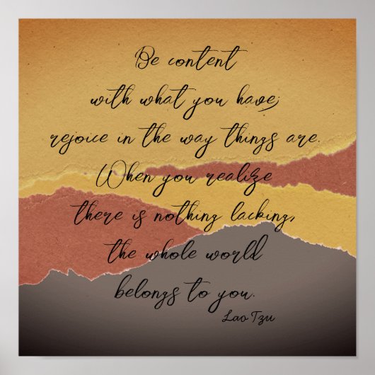 sein Inhalt Lao Tzu zen Zitat zerrissene Papier ab Poster (Vorne)