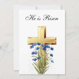 Sein ist Rised Watercolor Osterblumenkreuz Einladung