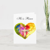 Sein ist Rised Watercolor Osterherz Cross Dankeskarte (Vorderseite)