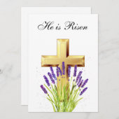 Sein ist Rised Watercolor Osterlavender Cross Einladung (Vorne/Hinten)