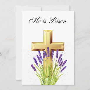 Sein ist Rised Watercolor Osterlavender Cross Einladung