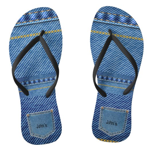 Sein - Jean Look Flip Flops Badesandalen (Fußbett)