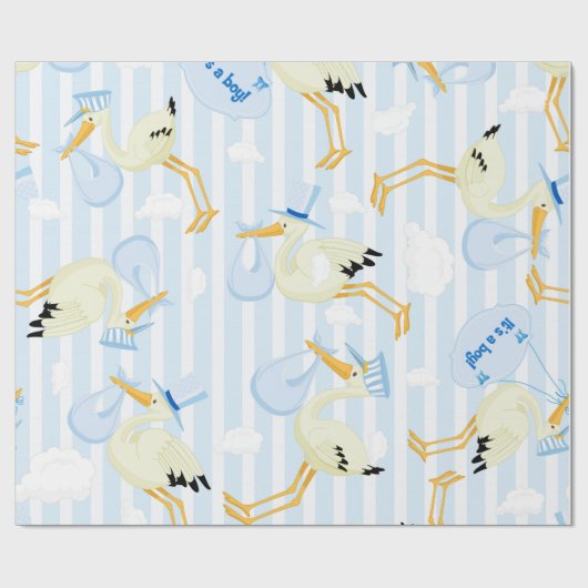 Sein Junge-Blau-Storch-Thema Geschenkpapier (Flach)