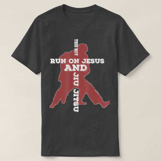 Sein Junge läuft auf Jesus und brasilianischer BJJ T-Shirt (Design vorne)