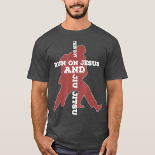 Sein Junge läuft auf Jesus und brasilianischer BJJ T-Shirt