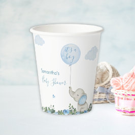 Sein Junge Wasserfarbe Elephant Blue Balloons Baby Pappbecher