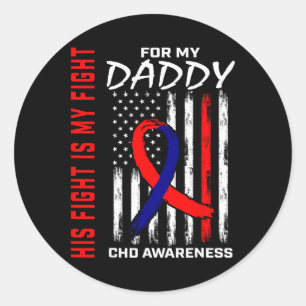 Sein Kampf Daddy Chd Awareness American Flag Graph Runder Aufkleber