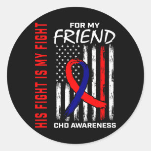 Sein Kampf Freund Chd Awareness American Flag Grap Runder Aufkleber