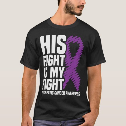 Sein Kampf gegen Lila Bauchspeicheldrüsenkrebs T-Shirt (Vorderseite)