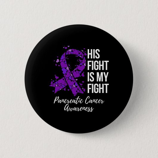 Sein Kampf ist mein Bauchspeicheldrüsenkrebs-Bewus Button (Vorderseite)