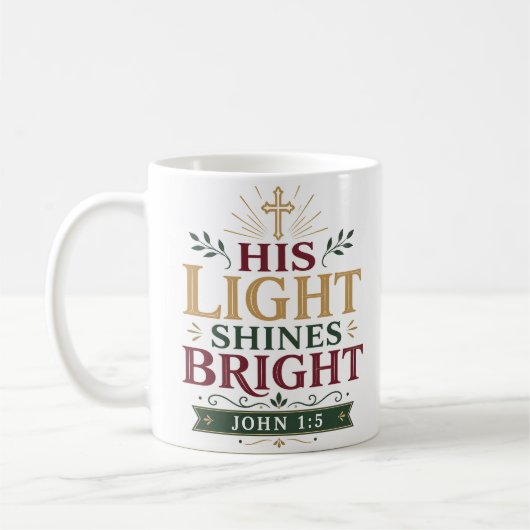 Sein Licht scheint helles Morgen-Schriftzitat Kaffeetasse (Links)