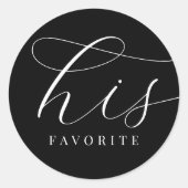 Sein Lieblingsherd Schwarz-weiß Elegant Minimal Runder Aufkleber (Vorderseite)