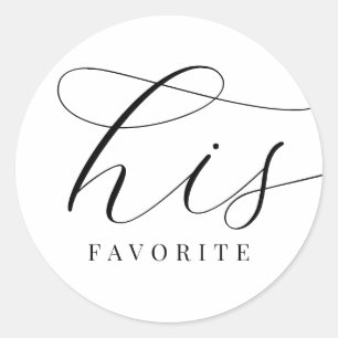 Sein Lieblingsherd Schwarz-weiß Elegant Minimal Runder Aufkleber