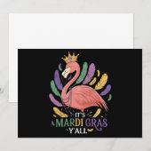 Sein Mardi Gras Y'all Flamingo Costume Einladung (Vorne/Hinten)