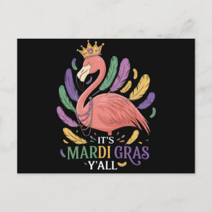 Sein Mardi Gras Y'all Flamingo Kostüm Postkarte