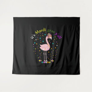 Sein Mardi Gras Yall Funny Mask Flamingo Lover Wandteppich