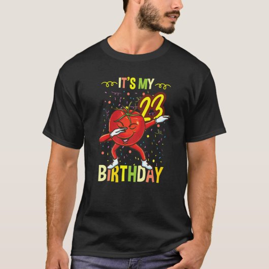 Sein mein 23. Geburtstag Dabbing Tomato T-Shirt (Vorderseite)