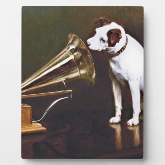 Sein Meister spricht den Hund an Fotoplatte (Vorderseite)