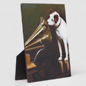 Sein Meister spricht den Hund an Fotoplatte (Seite)