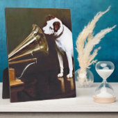 Sein Meister spricht den Hund an Fotoplatte (Seite)