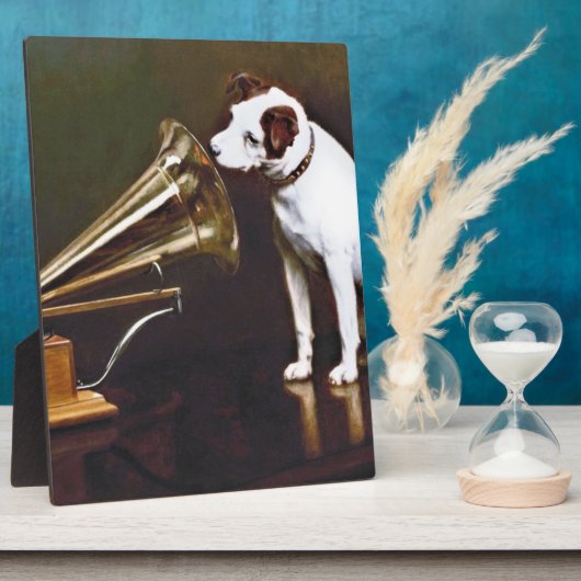 Sein Meister spricht den Hund an Fotoplatte (Seite)