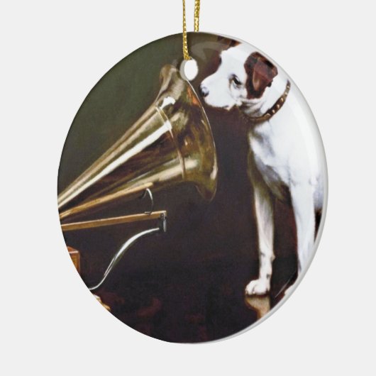 Sein Meister spricht den Hund an Keramik Ornament (Links)