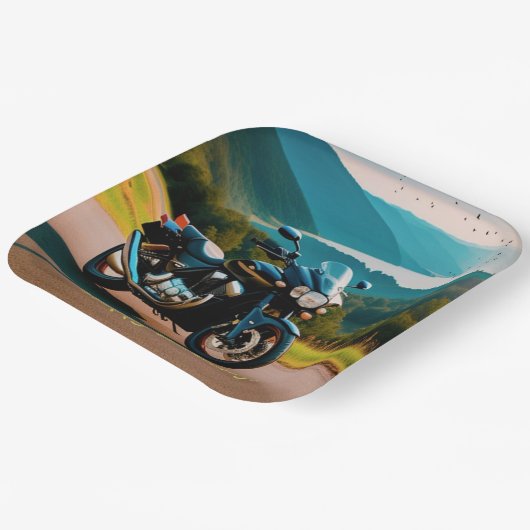 Sein Motorrad Pappteller (Gewinkelt)
