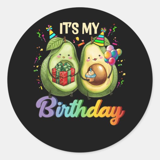 Sein My Birthday Avocado Thema Party Mamacado Coup Runder Aufkleber (Vorderseite)