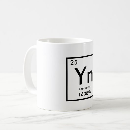 Sein Name als chemisches Element Kaffeetasse (Vorderseite Links)