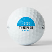 sein Name blau Logo für stilvolle Golfer Golfball (Vorderseite)