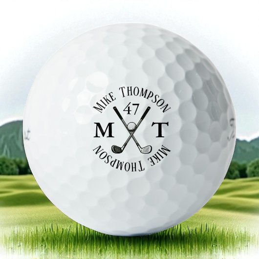 Sein Name, Initialen und Alter Golfball