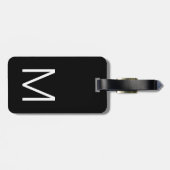 Sein Name Monogram Modern Elegant black&white Gepäckanhänger (Rückseite horizontal)