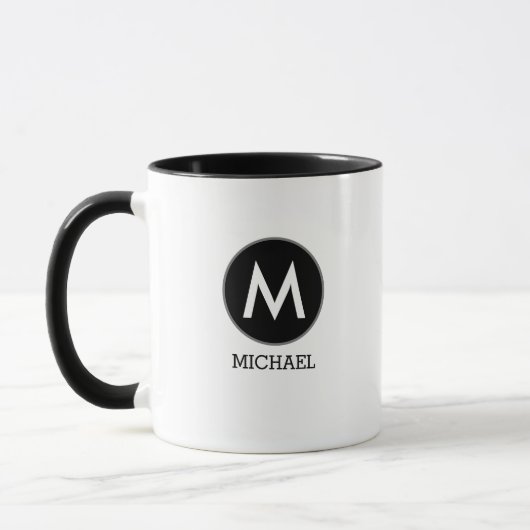 Sein Name Monogram Schwarz-weiß Tasse (Links)