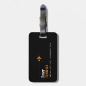 sein Name orange Logo Flugzeug Gepäckanhänger (Rückseite vertikal)