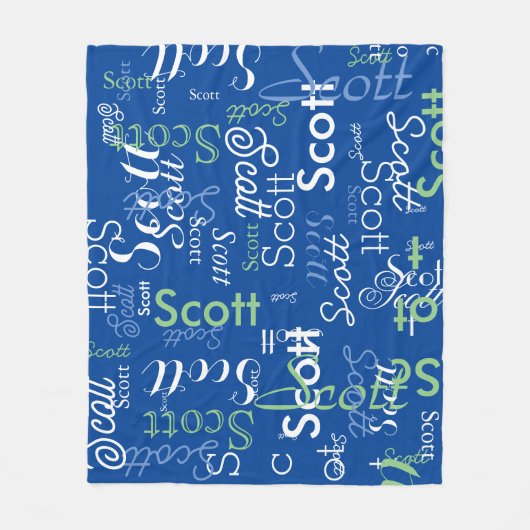 Sein Name Typografie tiefblaue Farbe Fleecedecke (Vorderseite)