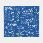 Sein Name Typografie tiefblaue Farbe Fleecedecke (Vorderseite (Horizontal))