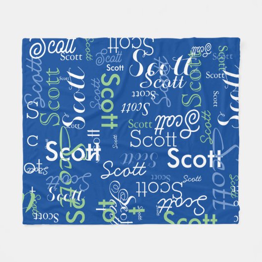 Sein Name Typografie tiefblaue Farbe Fleecedecke (Vorderseite (Horizontal))