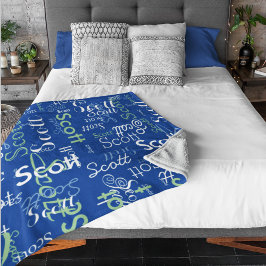 Sein Name Typografie tiefblaue Farbe Fleecedecke