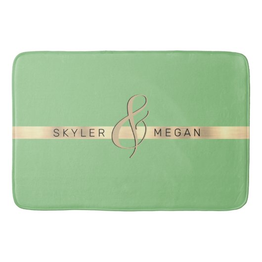 Sein Name und ihr Name, Goldrand auf Sage Badematte (Vorderseite)