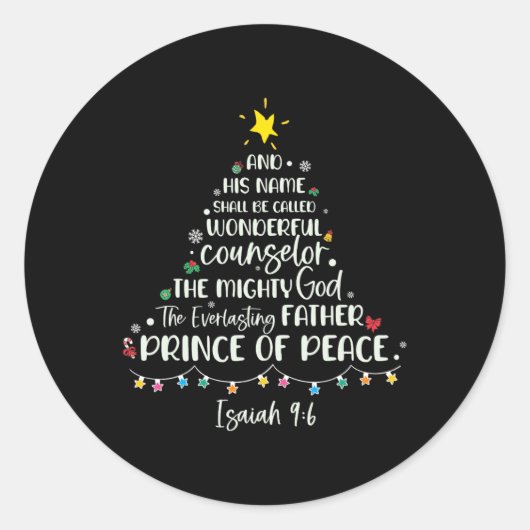 Sein Name wird Isaiah 96 Weihnachtsbaum genannt Runder Aufkleber (Vorderseite)