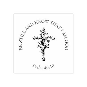 SEIN NOCH Floral Cross Religious Drehbuch Verse Gummistempel