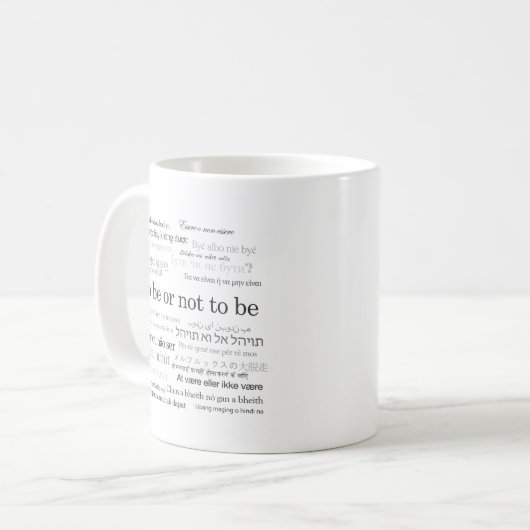 Sein oder Nichtsein in vielen Sprachen Kaffeetasse (Vorderseite Links)