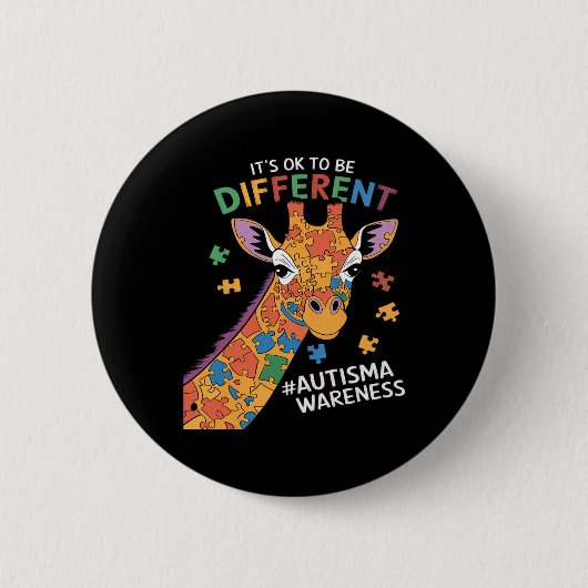 Sein Ok, ein wenig anders Giraffe Autismus Aware Button (Vorderseite)