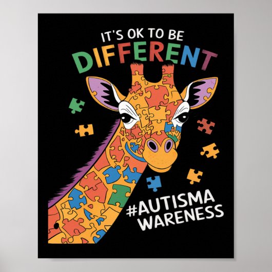 Sein Ok, ein wenig anders Giraffe Autismus Aware Poster (Vorne)