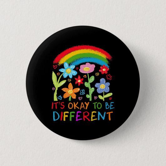 Sein Ok zu sein, anders Autismus Rainbow Boho Neur Button (Vorderseite)