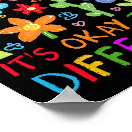 Sein Ok zu sein, anders Autismus Rainbow Boho Neur Poster (Ecke)