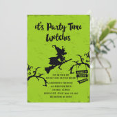 Sein Party Time Hexen Halloween-Party laden ein Einladung (Stehend Vorderseite)