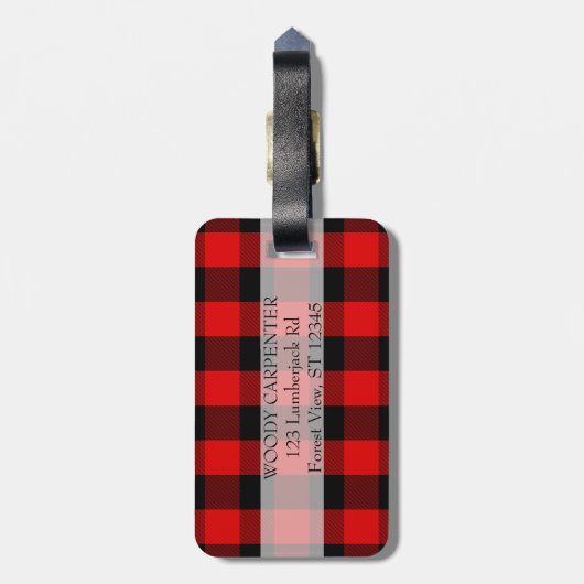 Sein personalisierte rustikale Elch-roter Büffel Gepäckanhänger (Rückseite vertikal)