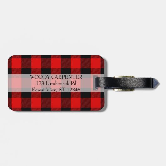 Sein personalisierte rustikale Elch-roter Büffel Gepäckanhänger (Rückseite horizontal)